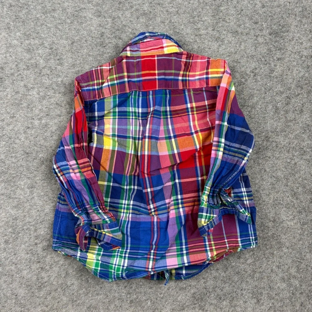 Ralph Lauren Button Down Shirt Unisex 12 Month Multi-Color Plaid Madras Preppy
